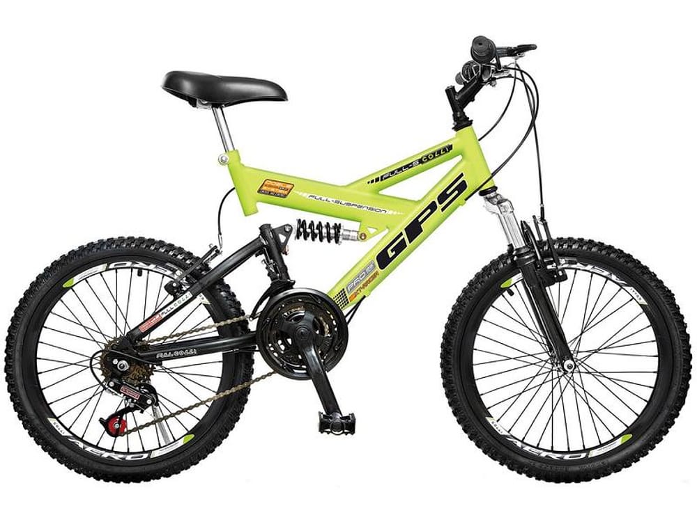 Bicicleta Infantil Aro 20 Colli Bike GPS 21 Marchas Amarelo Neon Freio V-Brake