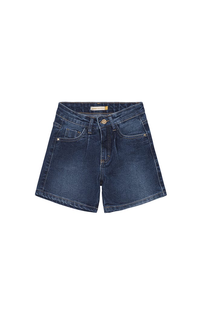 Shorts Menina Cintura Alta Em Jeans Com Elastano Carinhoso