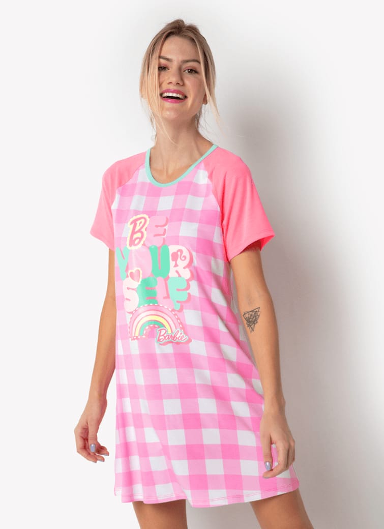 Camisola Manga Curta Viscolycra Feminino Barbie