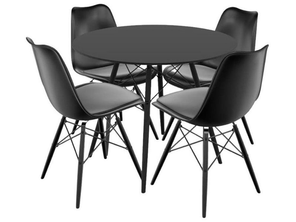 Mesa de Jantar 4 Cadeiras Redonda Preta - Empório Tiffany Saarinen