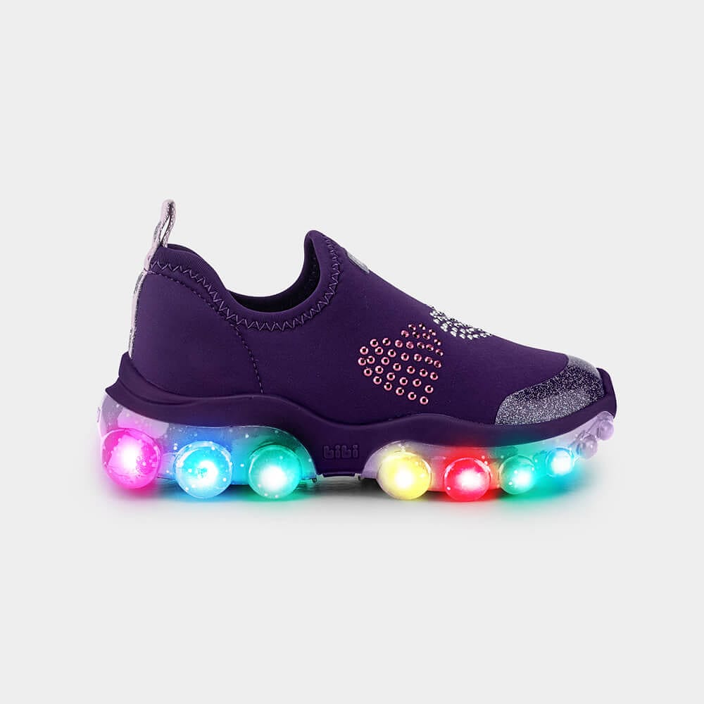 Tênis Infantil de Luz Bibi Roller Celebration 2.0 Roxo de Coração 1217031