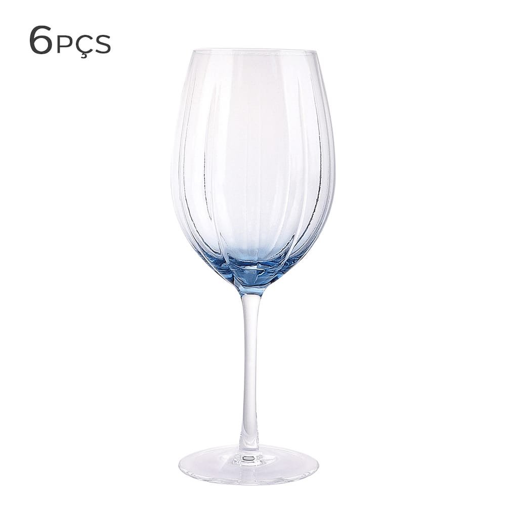 Taça de Vidro para Vinho Azul 500ML 6PÇS