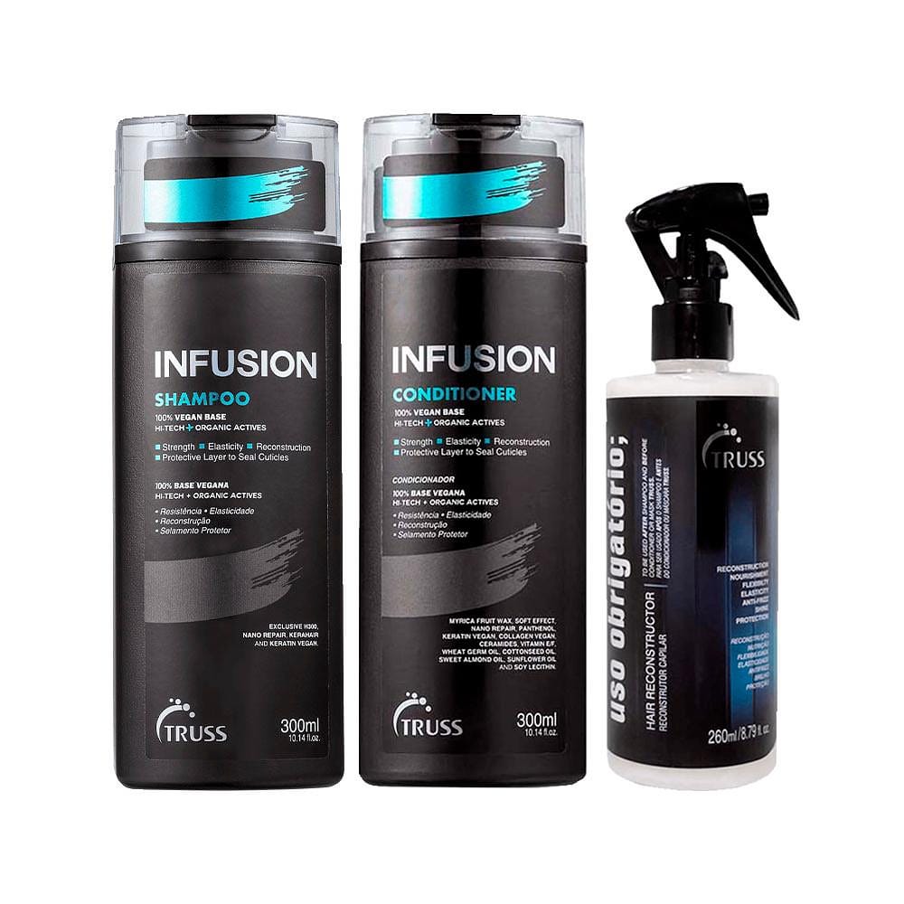 Kit Trus Infusion - Condicionador 300ml e Shampoo 300ml e Tratamento de Reconstrução Truss Uso Obrigatório 260ml