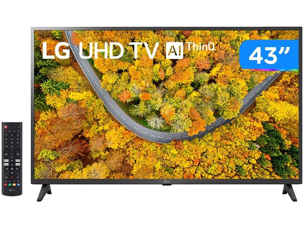 Smart TV 43” Ultra HD 4K LED LG 43UP7500 60Hz Wi-Fi e Bluetooth Alexa 2 HDMI 1 USB