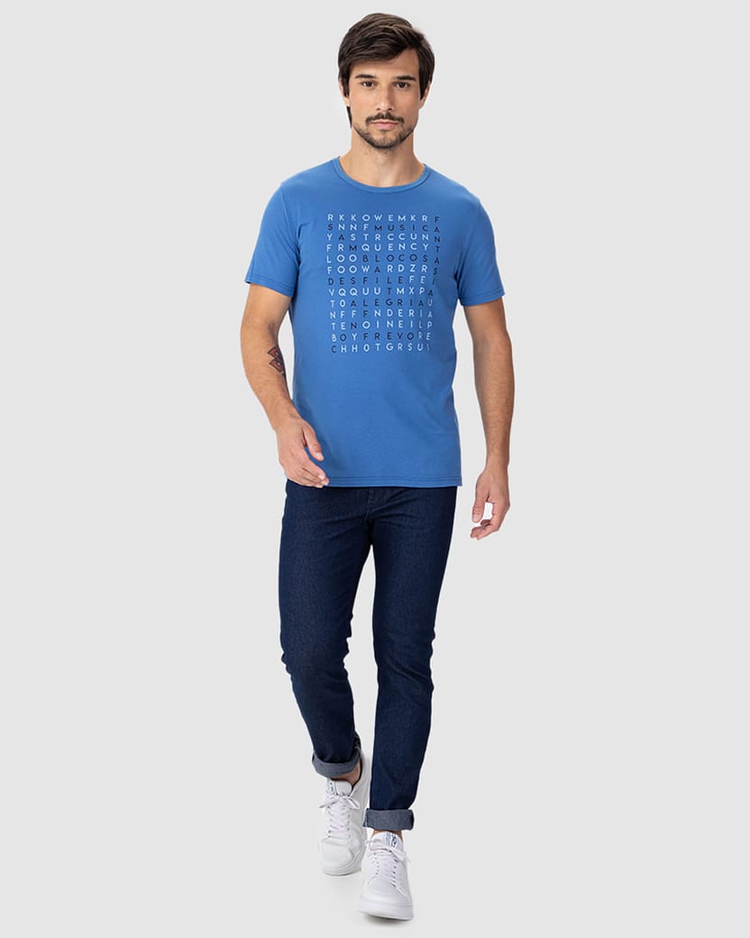 Camiseta Masculina Caça-Palavras Fantasia Em Algodão