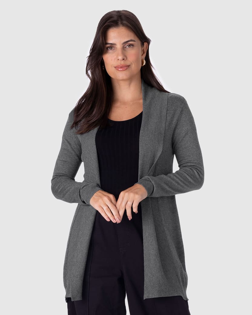 Cardigan Alongado Feminino Em Tricô