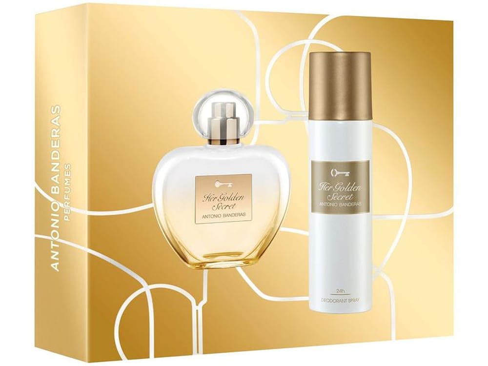 Kit Perfume Antonio Banderas Her Golden Secret - Feminino Eau de Toilette 80ml com Desodorante