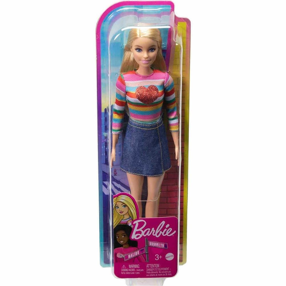 Boneca Barbie Malibu Blusa Listrada - Mattel
