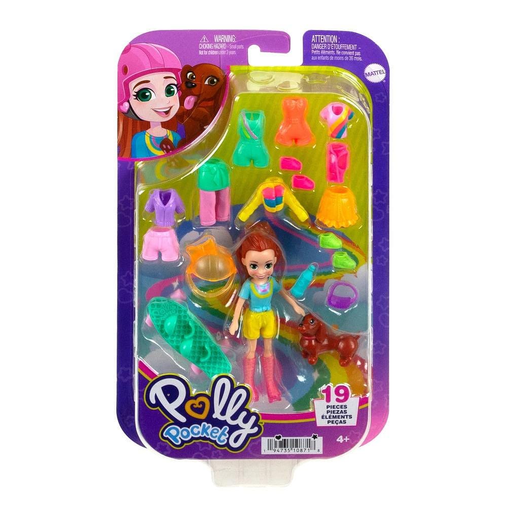 Boneca Polly Pocket Conjunto Lila Arco-íris Color Pop - Mattel