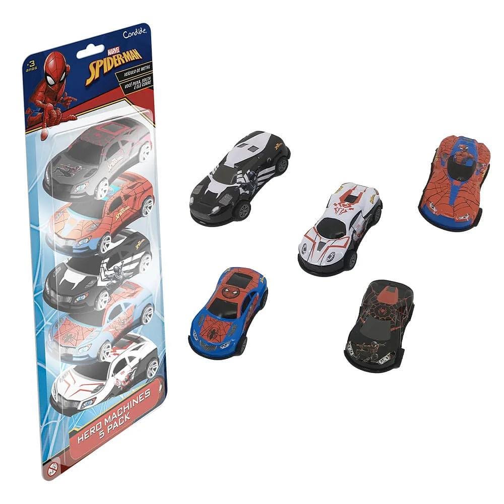 Mini Veiculos Pull Back com 5 Spider Man - Candide