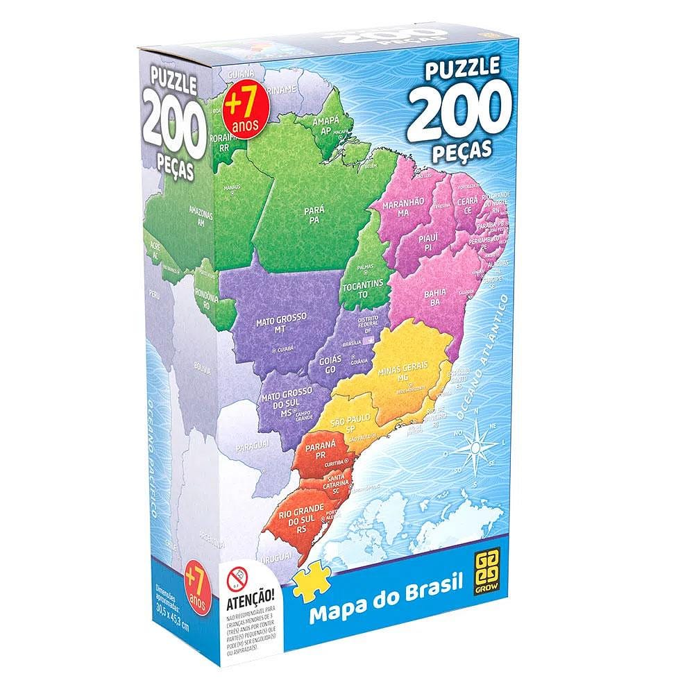 Quebra-cabeças 200 Peças Mapa do Brasil - Grow