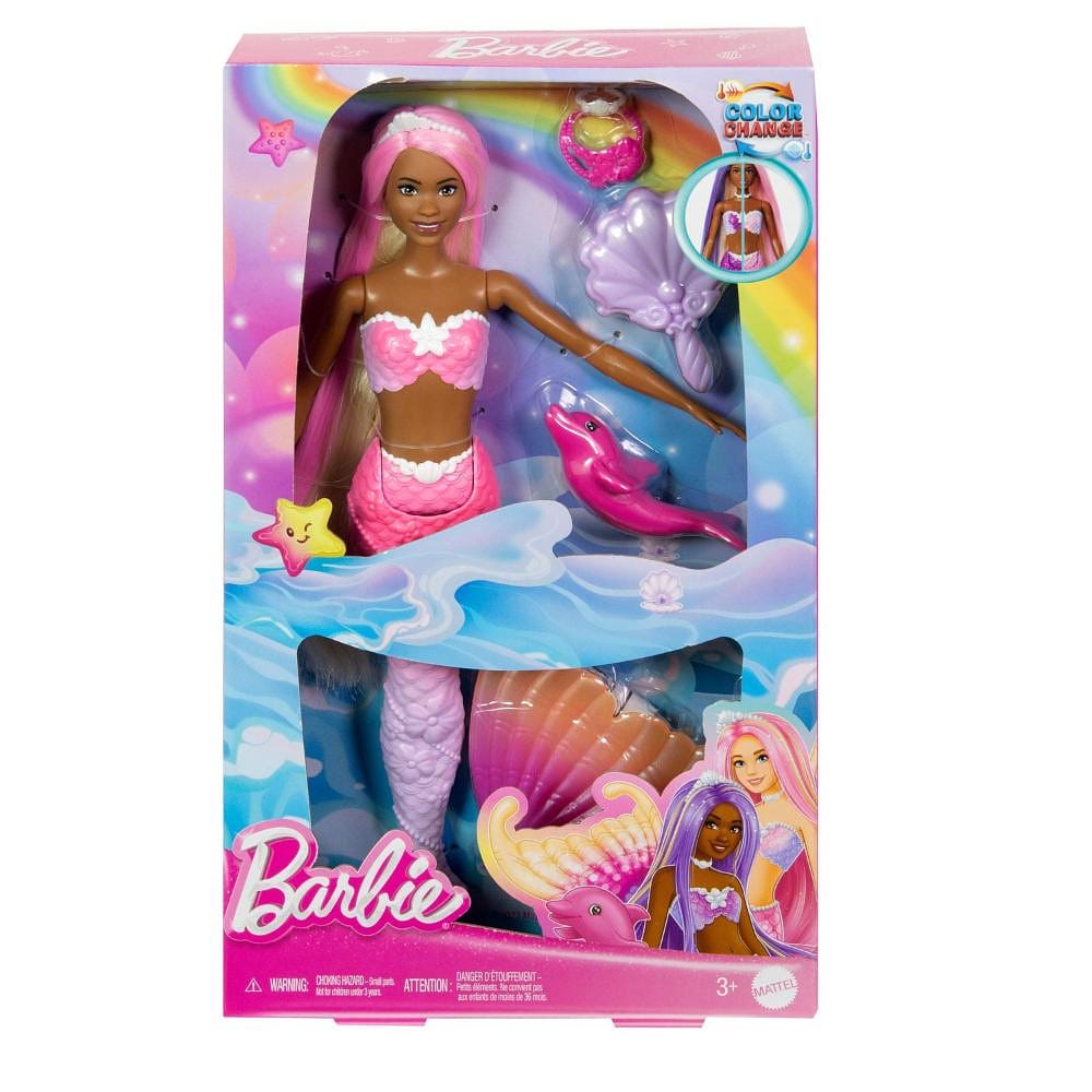 Barbie Fantasia Sereia Cores Mágicas Cabelo Roxo - Mattel