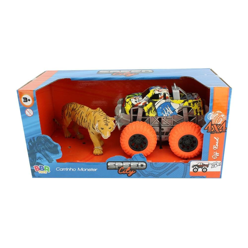 Carrinho Monster Truck Fricção com Tigre - BBR Toys