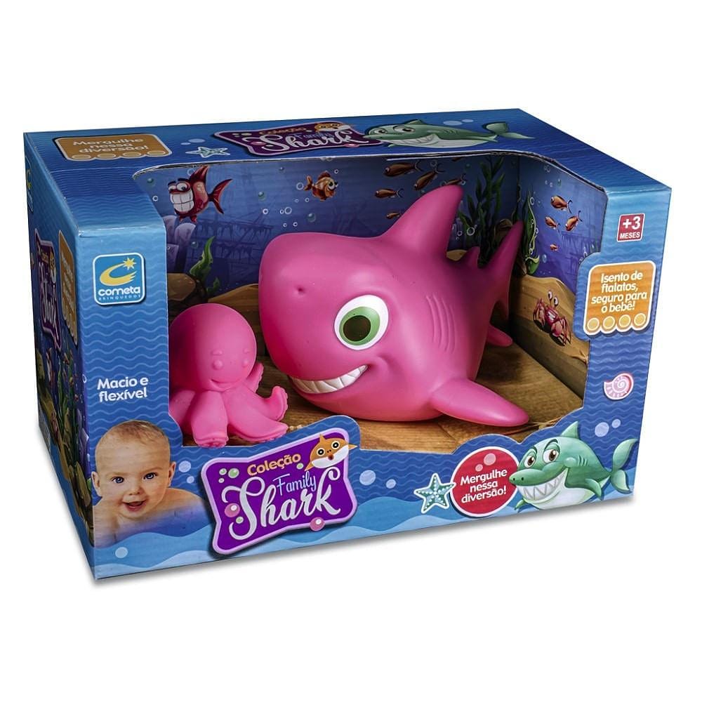 Family Shark Pink com Polvo - Brinquedos Cometa