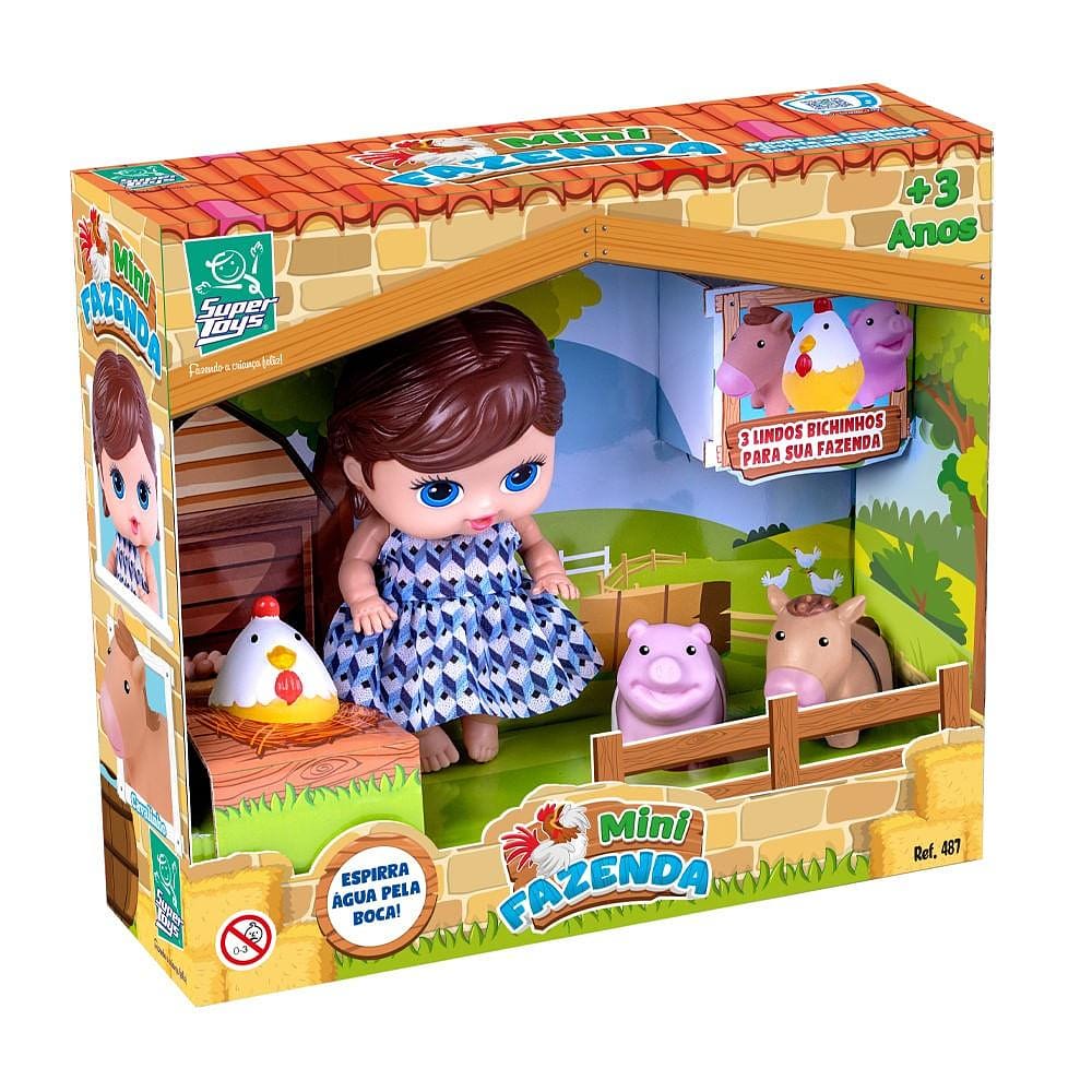 Boneca Mini Fazenda com Bichinhos - Super Toys
