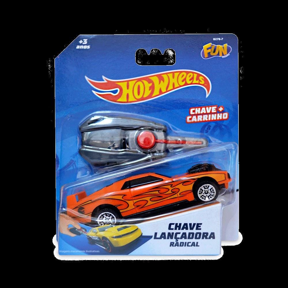 Carro Hot Wheels Com Chave Lançador Laranja - Fun Divirta-se