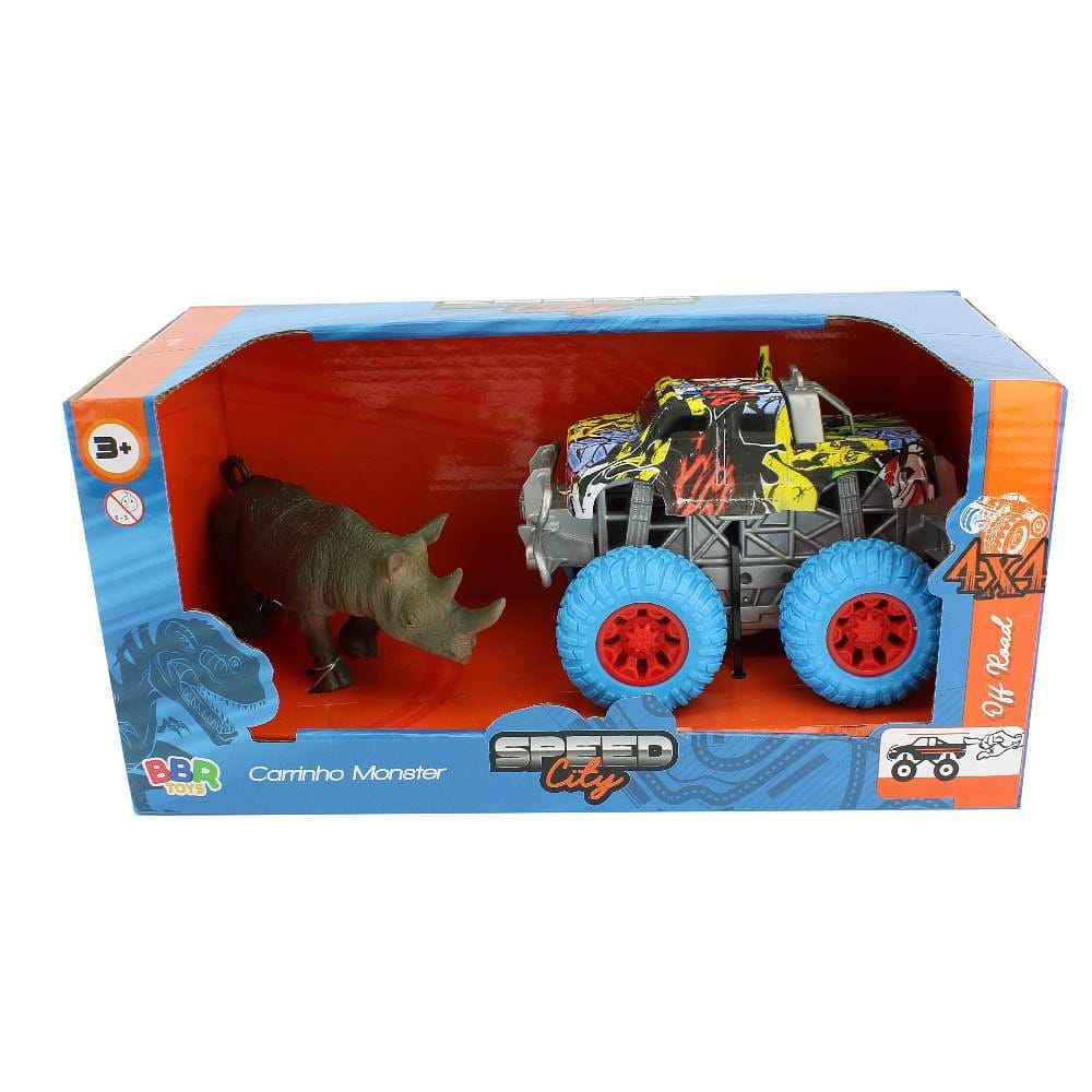 Carrinho Monster Truck Fricção com Rinoceronte - BBR Toys