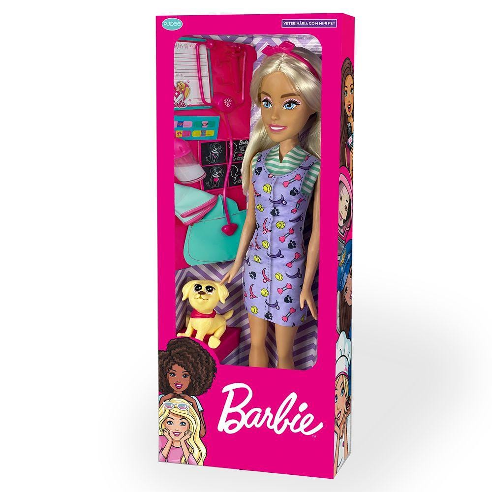 Barbie Profissões Veterinária Large Doll 12 Frases - Pupee
