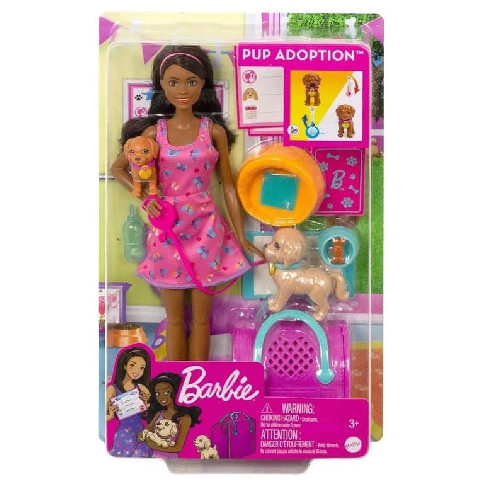 Barbie Conjunto Adota Cachorrinhos Negra - Mattel