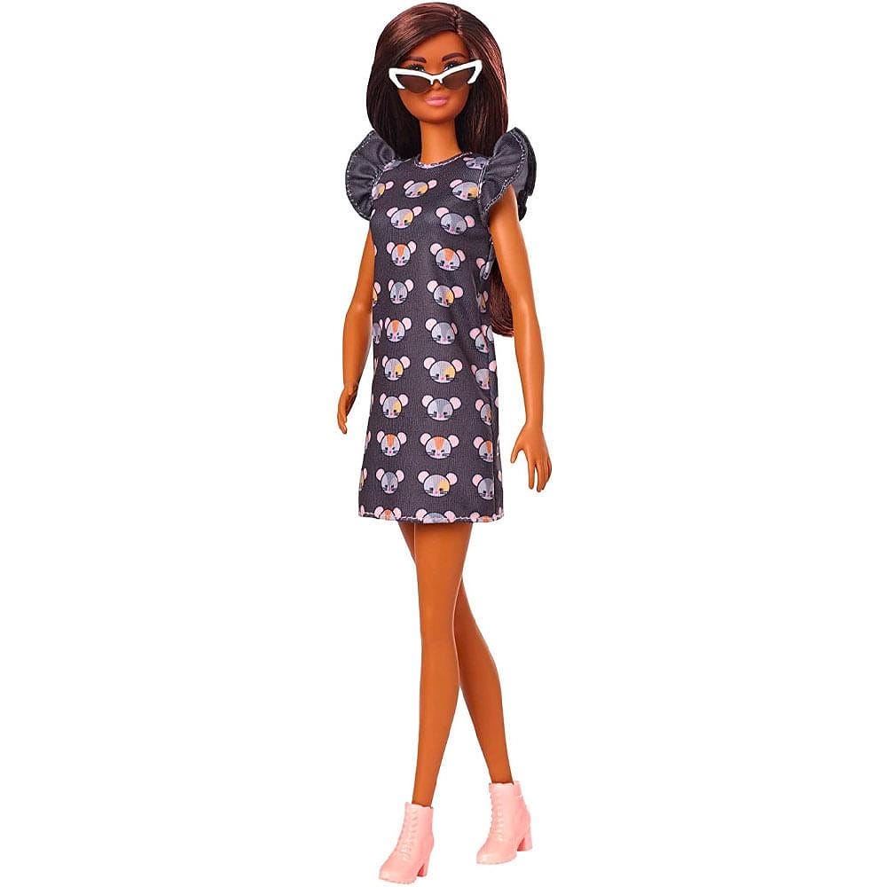 Barbie Fashionistas Morena Vestido Cinza - Mattel