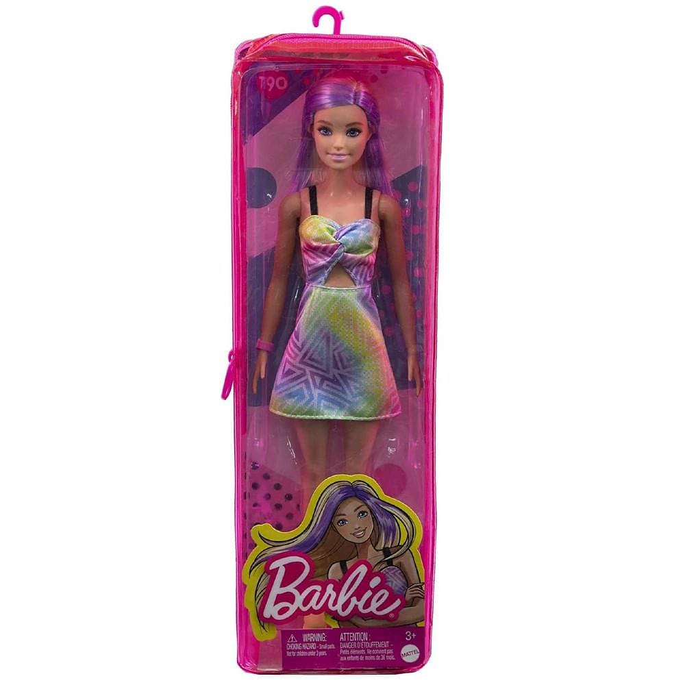 Barbie Fashionista Vestido Colorido e Mecha Roxa - Mattel
