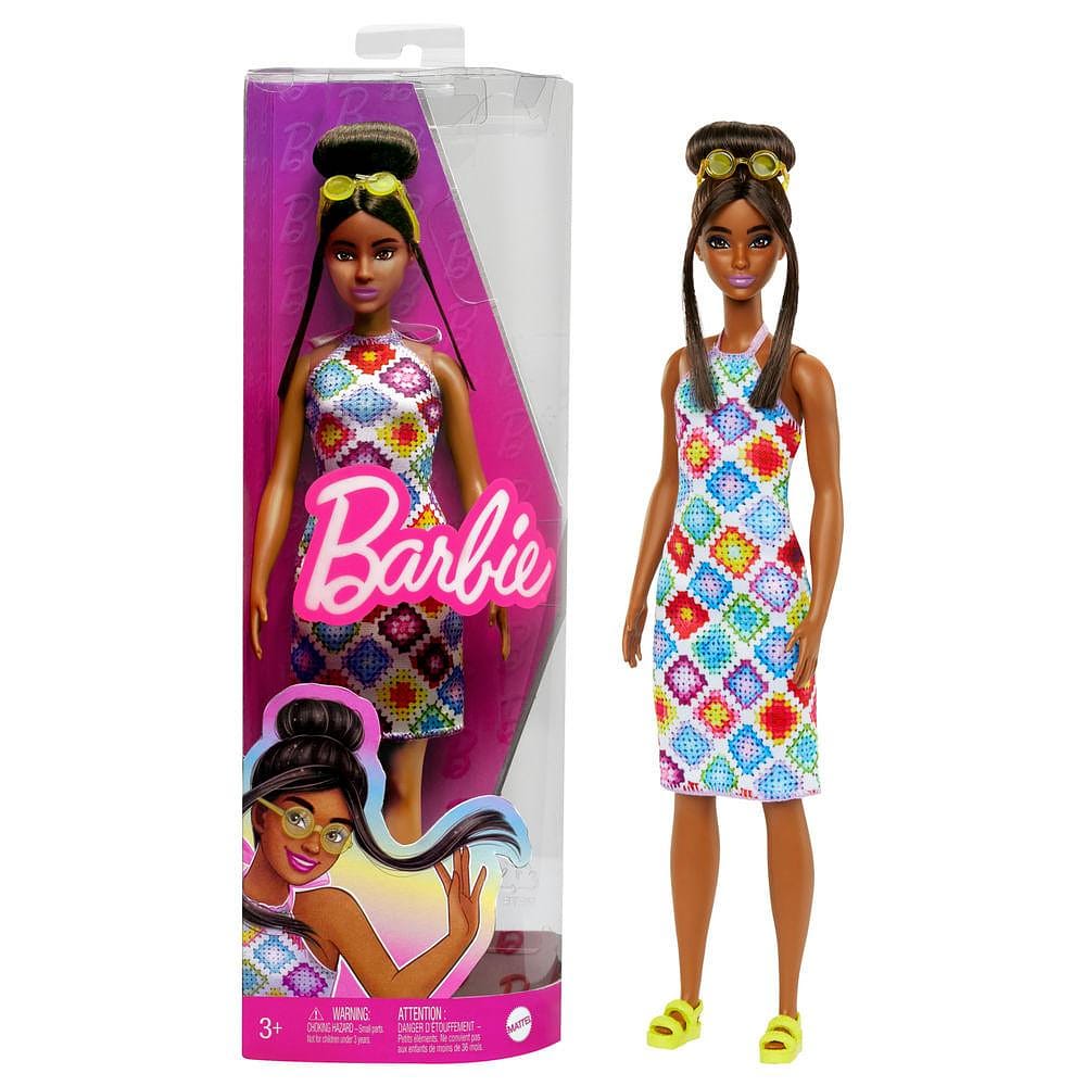 Barbie Fashionista Vestido Branco com Rhombus - Mattel