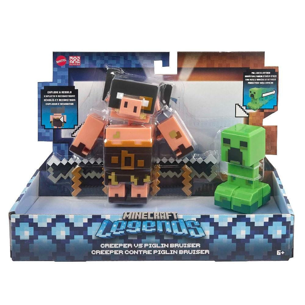 Minecraft Legends Fidget Creeper vs Piglin Bárbaro - Mattel