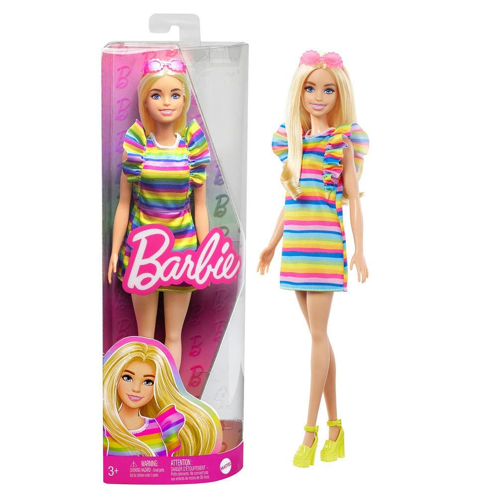 Barbie Fashionista Vestido Listrado Colorido - Mattel