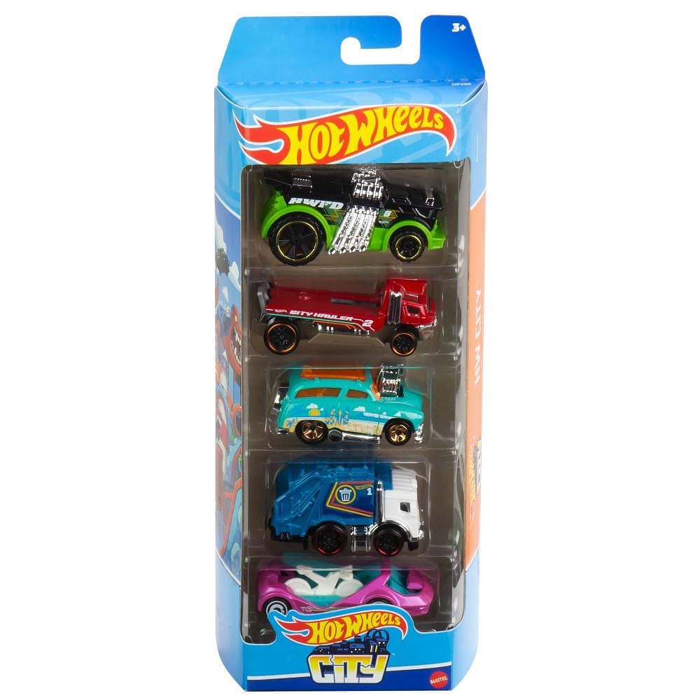 Hot Wheels Basics Pack com 5 Carros HW City - Mattel