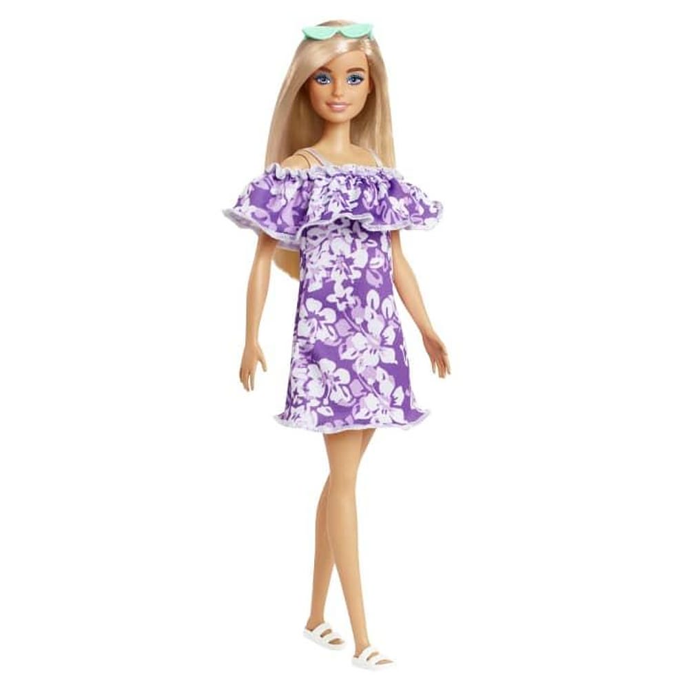 Boneca Malibu Barbie Loira Vestido Roxo - Mattel