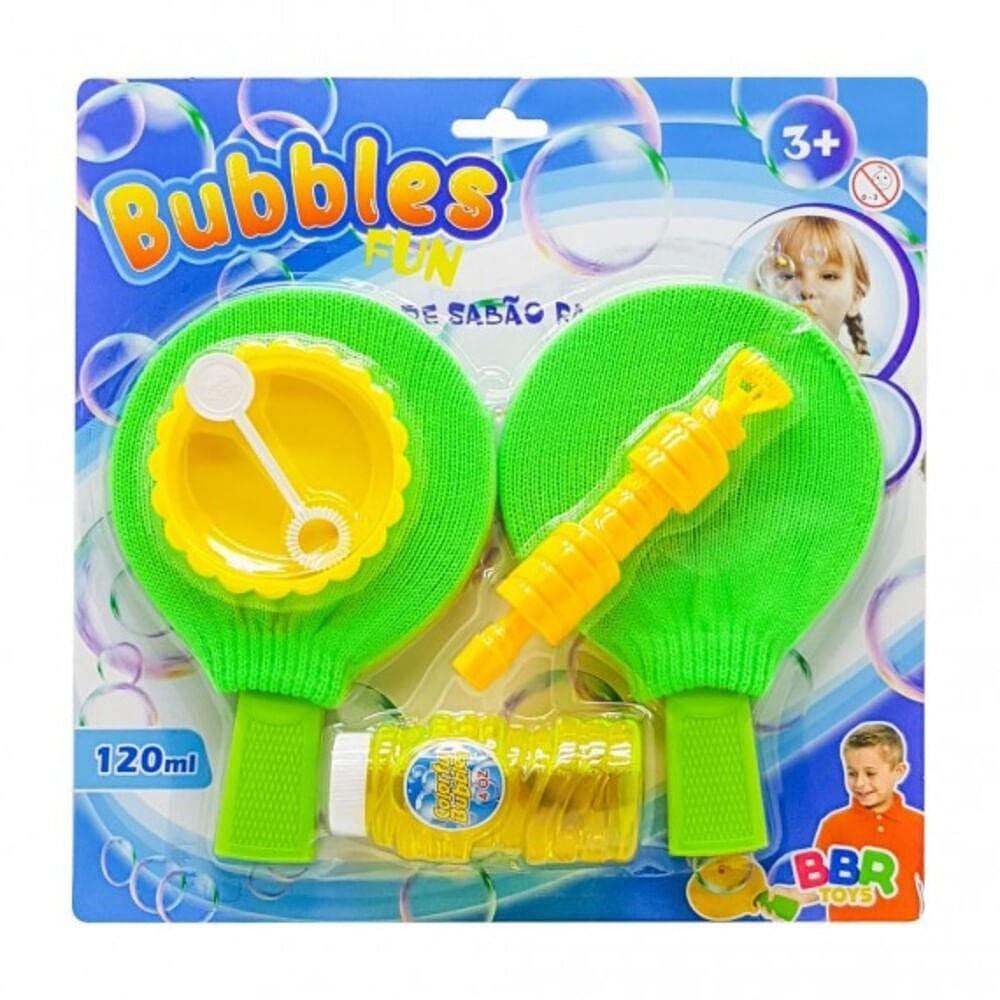 Kit Bolhas de Sabão com Raquetes Bubbles Fun - BBR Toys