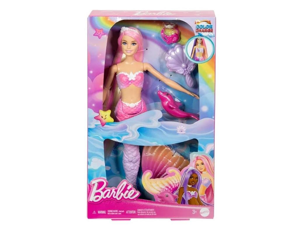 Barbie Sereia Cores Mágicas Cabelo Rosa - HRP96 - Mattel