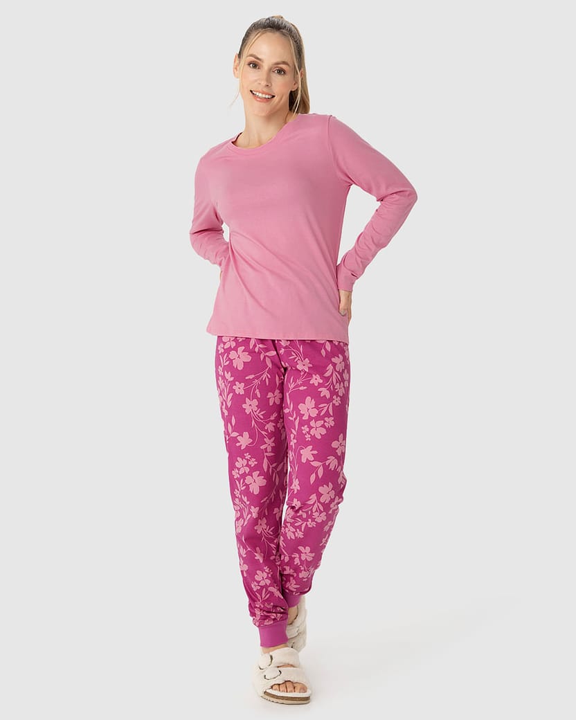 Pijama Feminino Calça Estampa Floral Em Algodão
