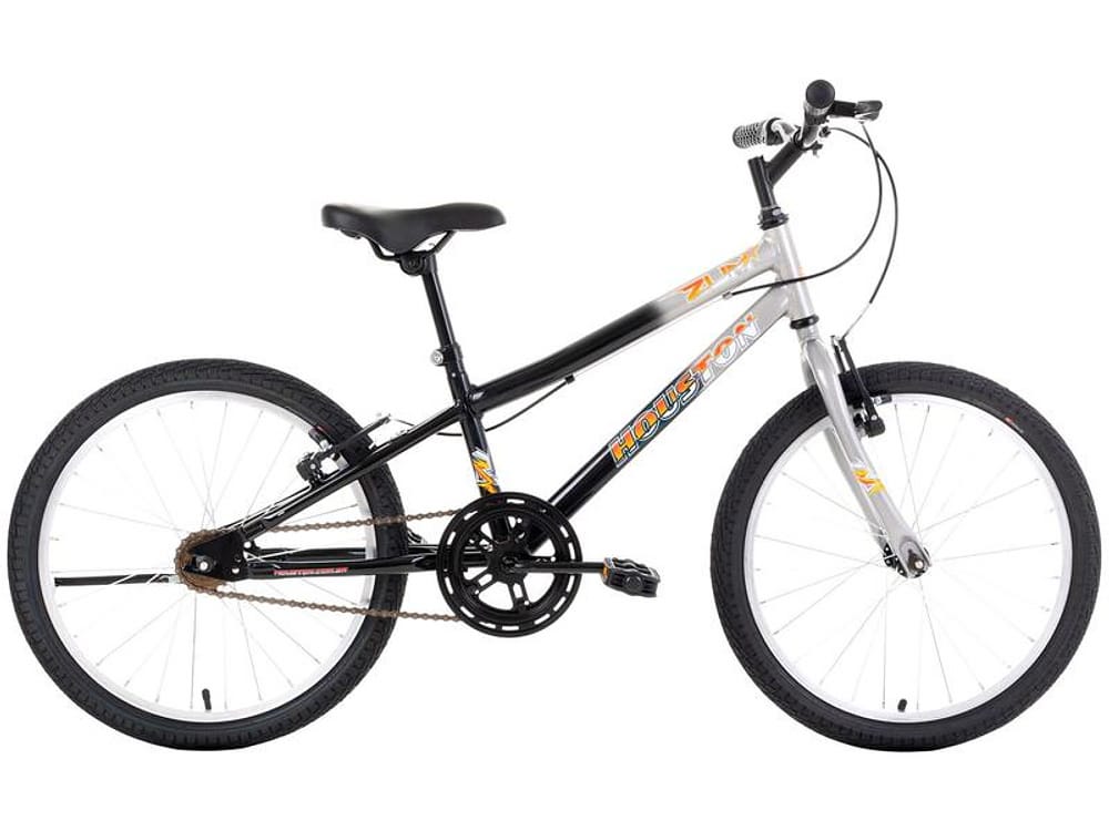 Bicicleta Infantil Aro 20” Houston Zum - Prata e Preta Freio V-Brake