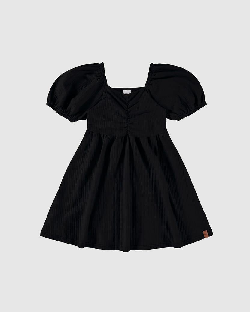 Vestido Infantil Manga Bufante Em Malha Texturizada Malwee Kids