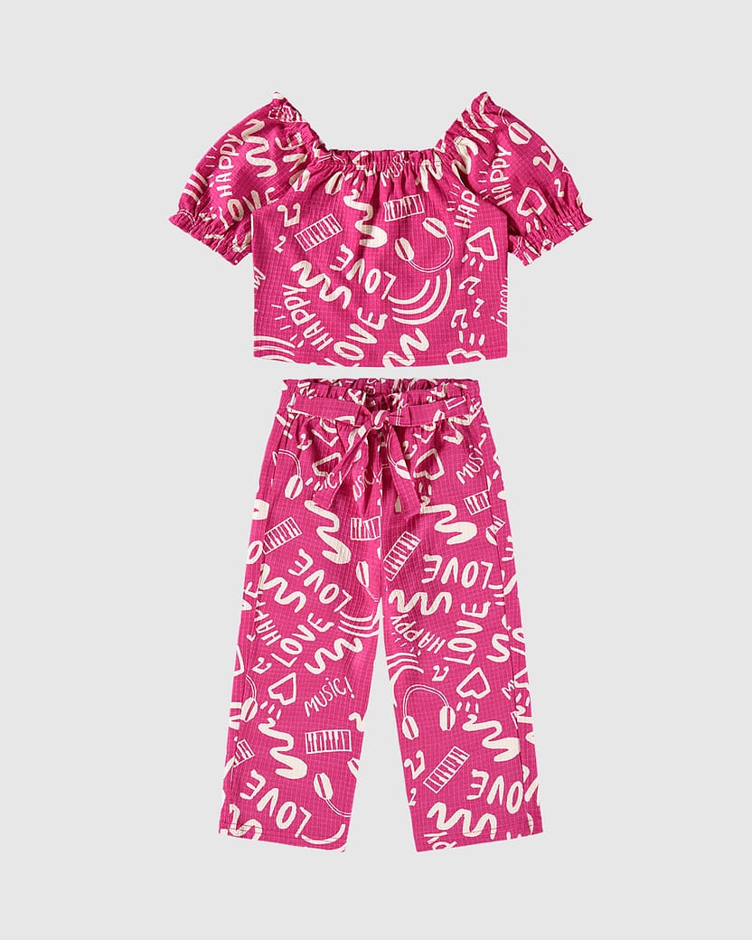 Conjunto Infantil Menina Calça Pantacourt Em Malha Texturizada Malwee Kids