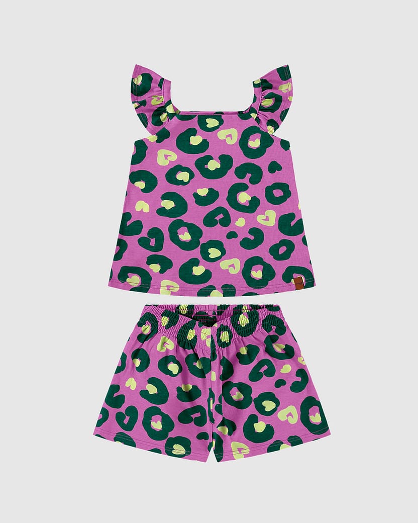 Conjunto Infantil Menina Estampa Animal Print Em Algodão Malwee Kids