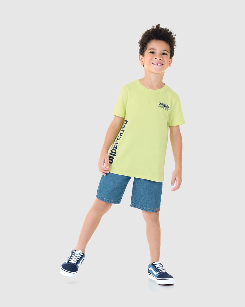 Conjunto Infantil Menino Bermuda Comfort Em Jeans Malwee Kids