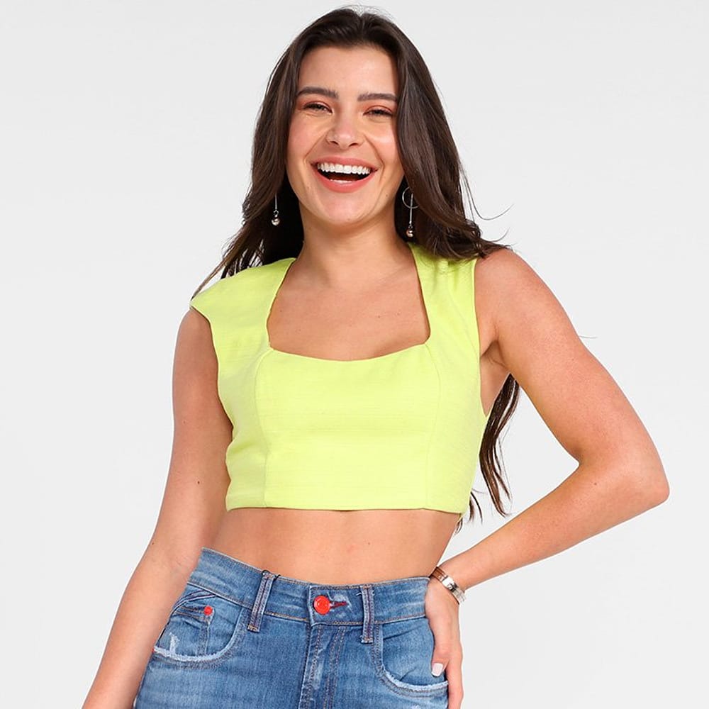 Top Cropped Lança Perfume Liso Feminino