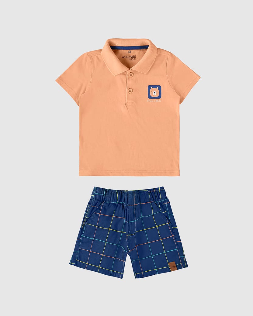 Conjunto Infantil Menino Camisa Polo Em Algodão Malwee Kids