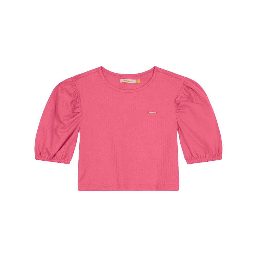 Blusa Menina Manga Bufante Em Malha Texturizada Carinhoso