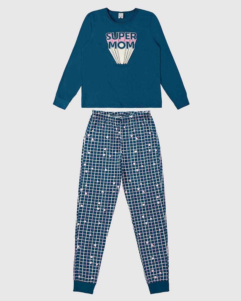 Pijama Feminino Linha Família Super Mom Em Algodão