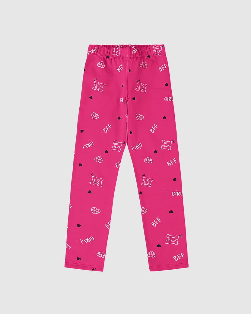 Calça Legging Infantil Estampada Em Moletom Stretch Flanelado Malwee Kids