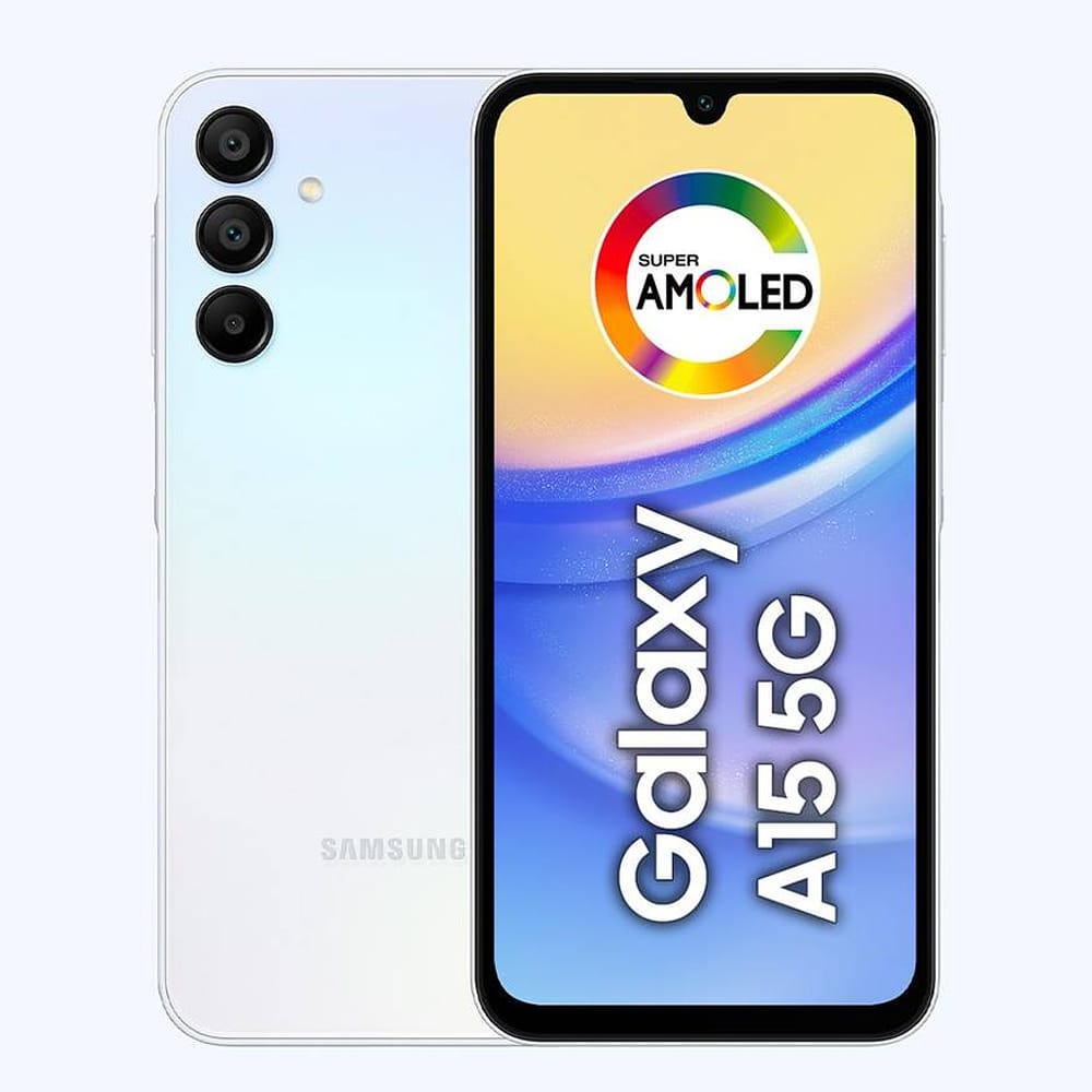 Smartphone Samsung Galaxy A15 5G Azul Claro 128GB, 4GB RAM, Processador Octa-Core, Câmera Tripla Traseira, Tela Super Amoled de 6.5" 90Hz