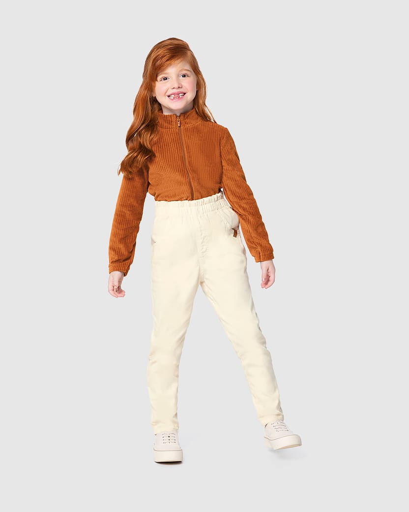 Calça Infantil Menina Slouchy Em Sarja Com Elastano Malwee Kids