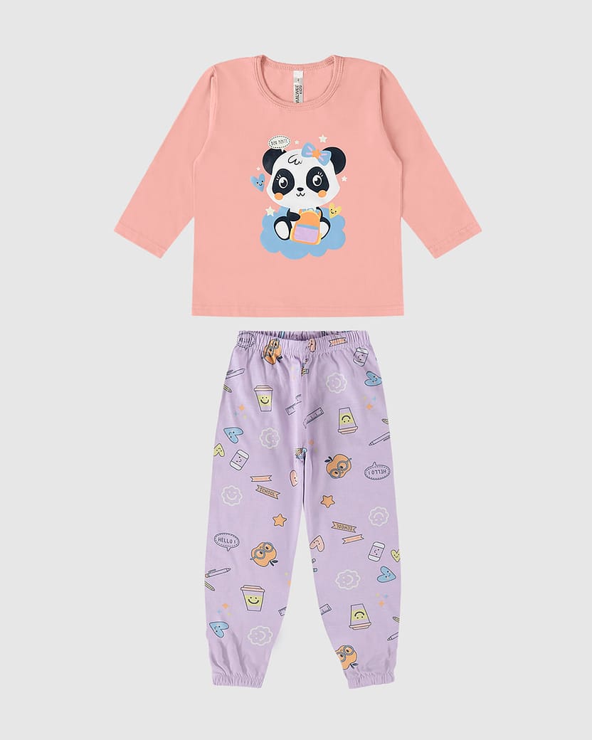 Pijama Infantil Unissex Ursinho Panda Em Algodão Malwee Kids