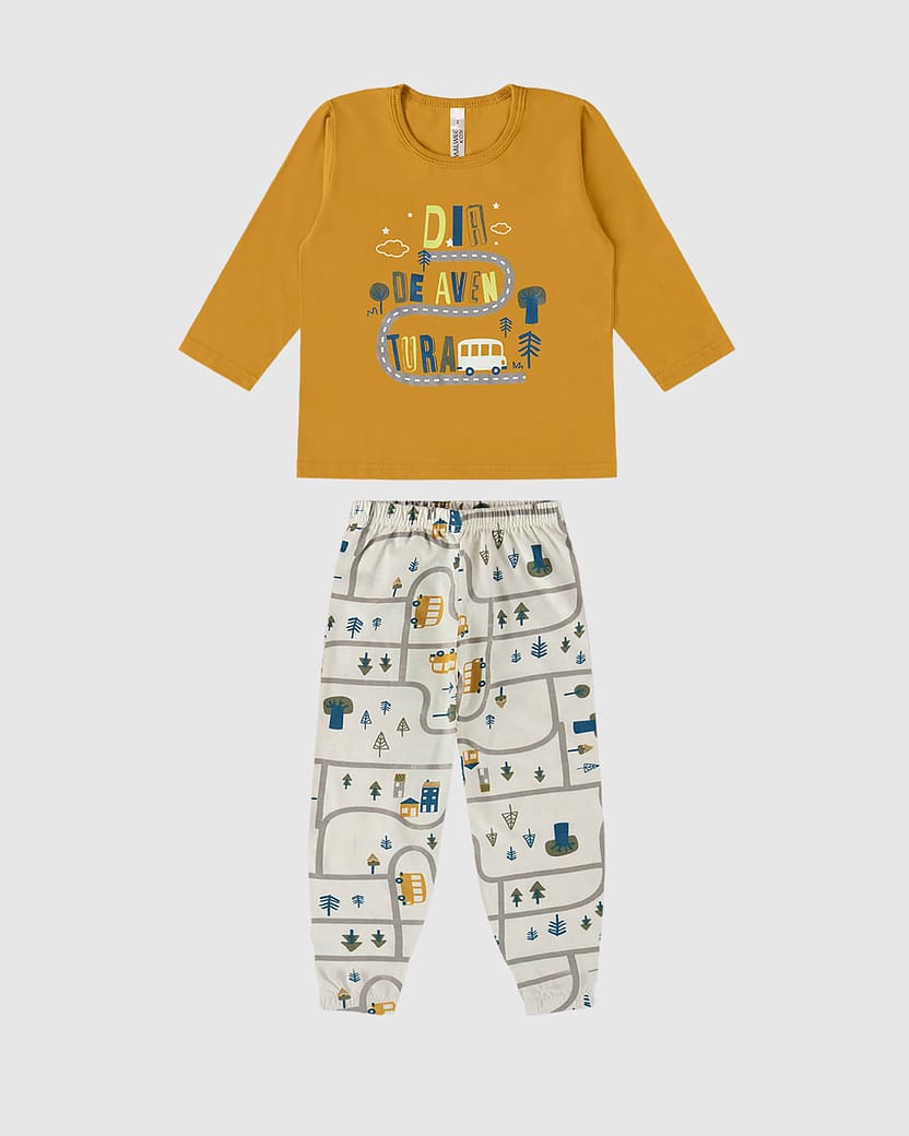 Pijama Infantil Unissex Dia De Aventura Em Algodão Malwee Kids