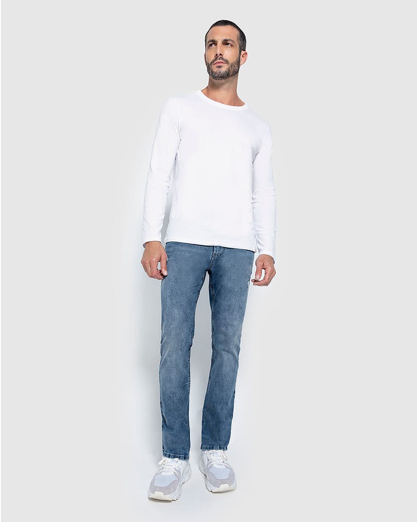 Calça Masculina Slim Cintura Média Em Jeans Com Elastano - ENFIM