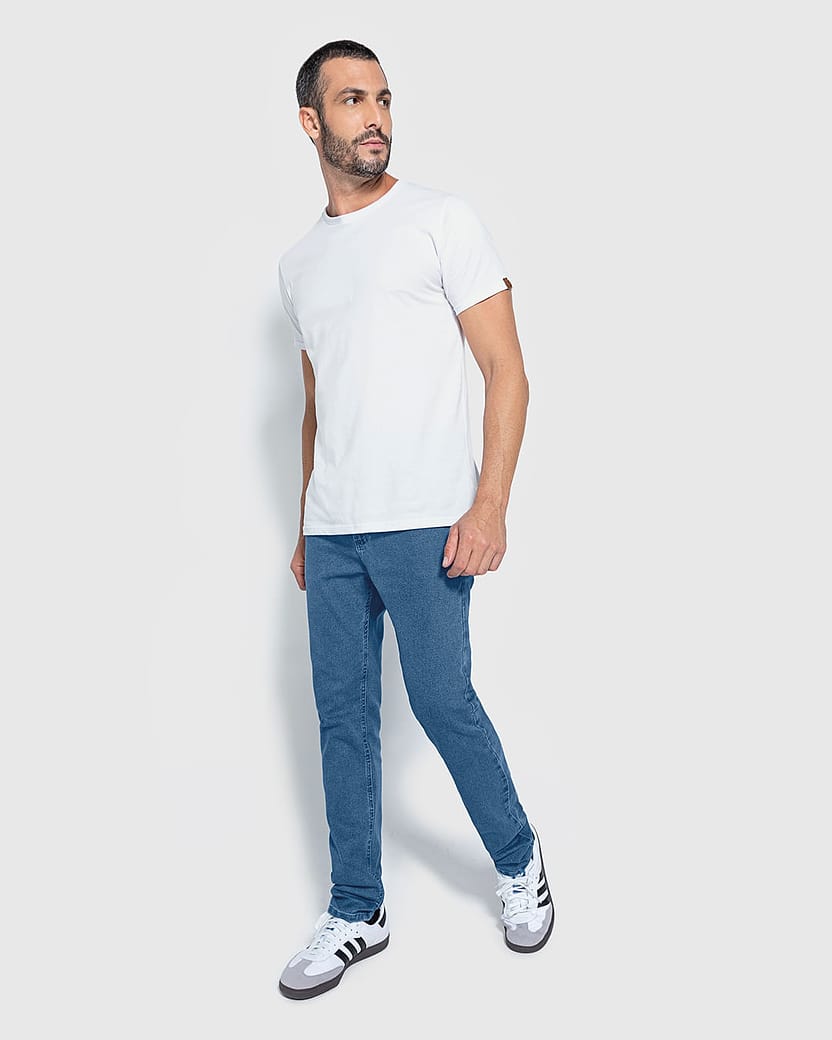 Calça Skinny Masculina Cintura Média Em Jeans Com Elastano - ENFIM