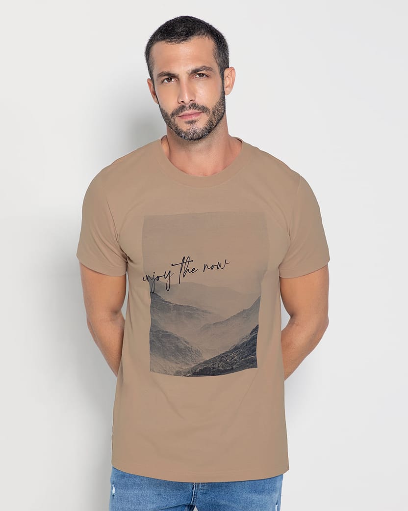 Camiseta Masculina Slim Enjoy The Now Em Algodão - ENFIM